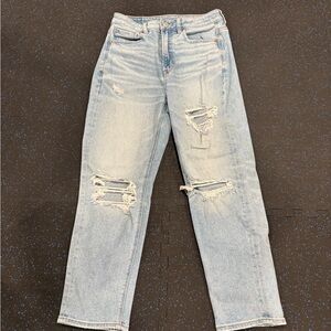 American Eagle Outfitters Light Blue Distressed Straight Leg Jeans